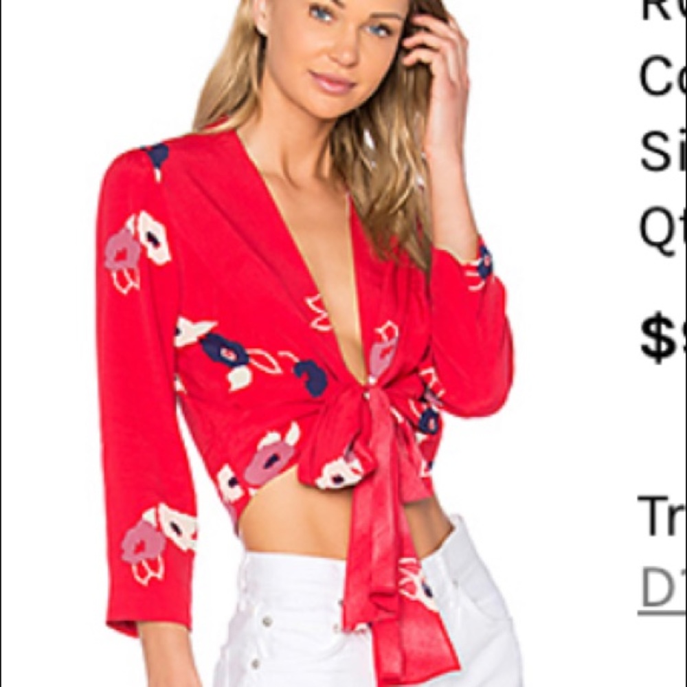 Tie front 3/4 sleeve top